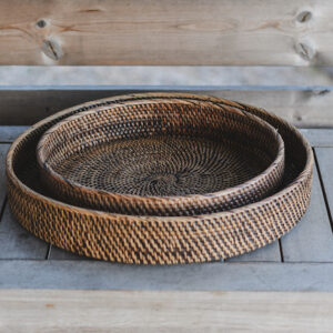Round Rattan Nesting Tray